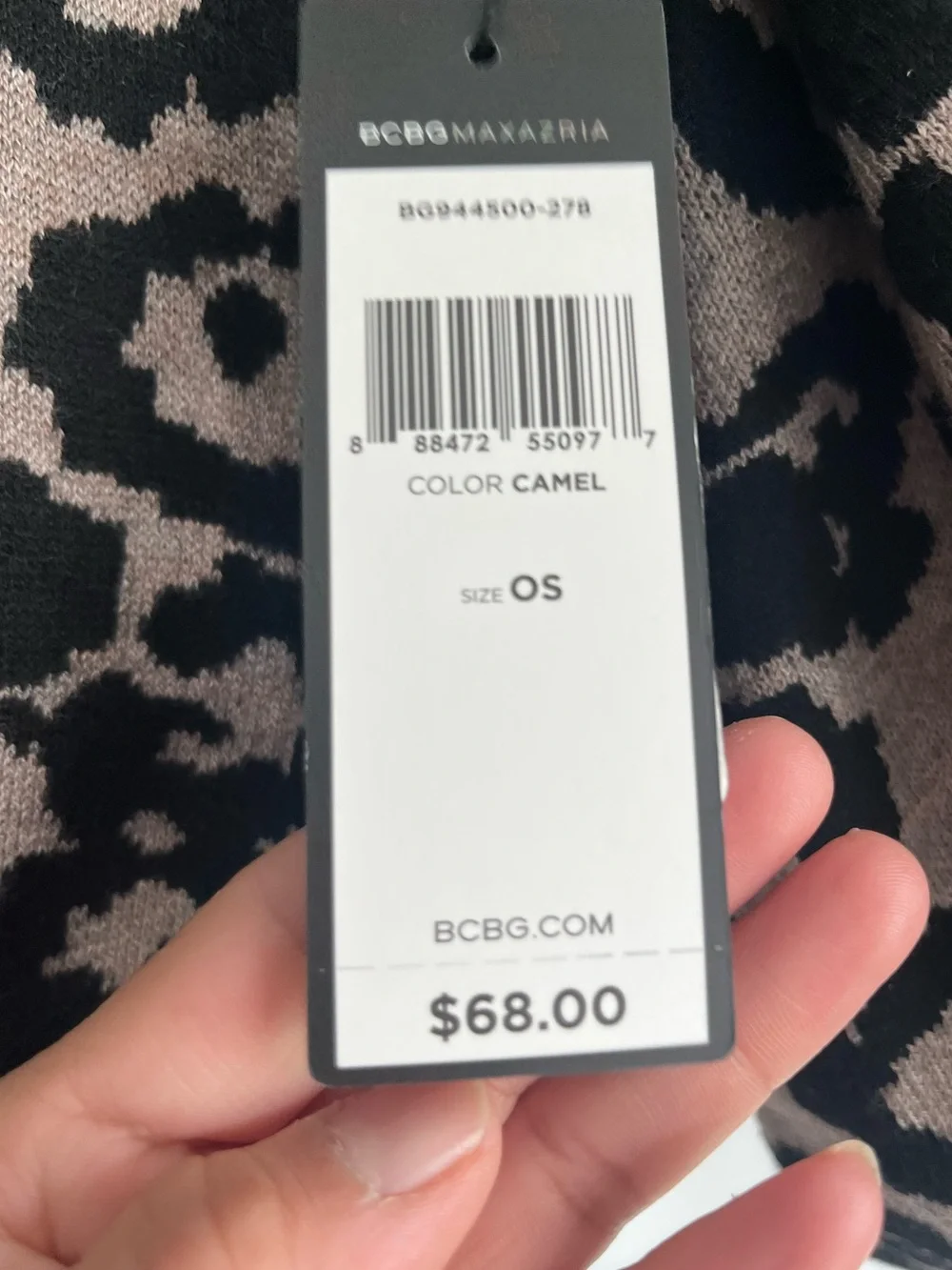 BCBGMaxAzria Taupe and Black Leopard Infinity Scarf
